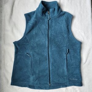 Vintage L.L. Bean Womens Teal Green Polartec Fleece‎ Vest Full Front Zip Medium